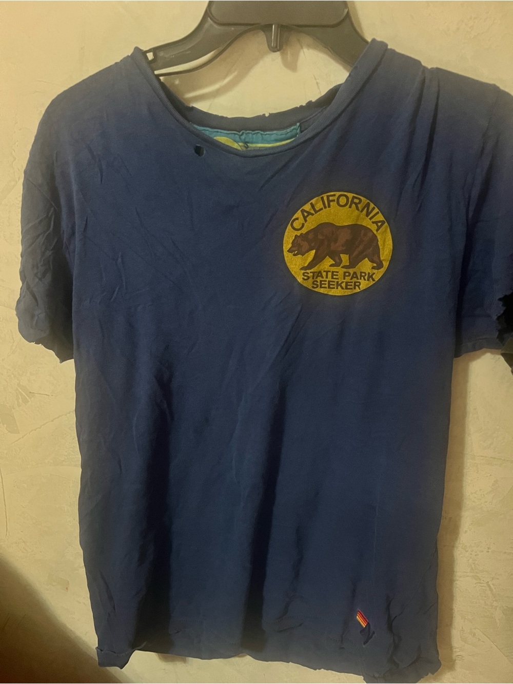 Aviator Nation Navy Tee with Yellow California Bear Patch